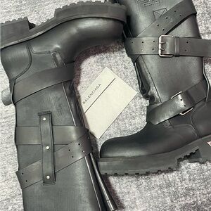 Balenciaga Men's Black Strapped Boots